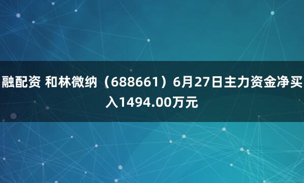 融配资 和林微纳（688661）6月27日主力资金净买入1494.00万元